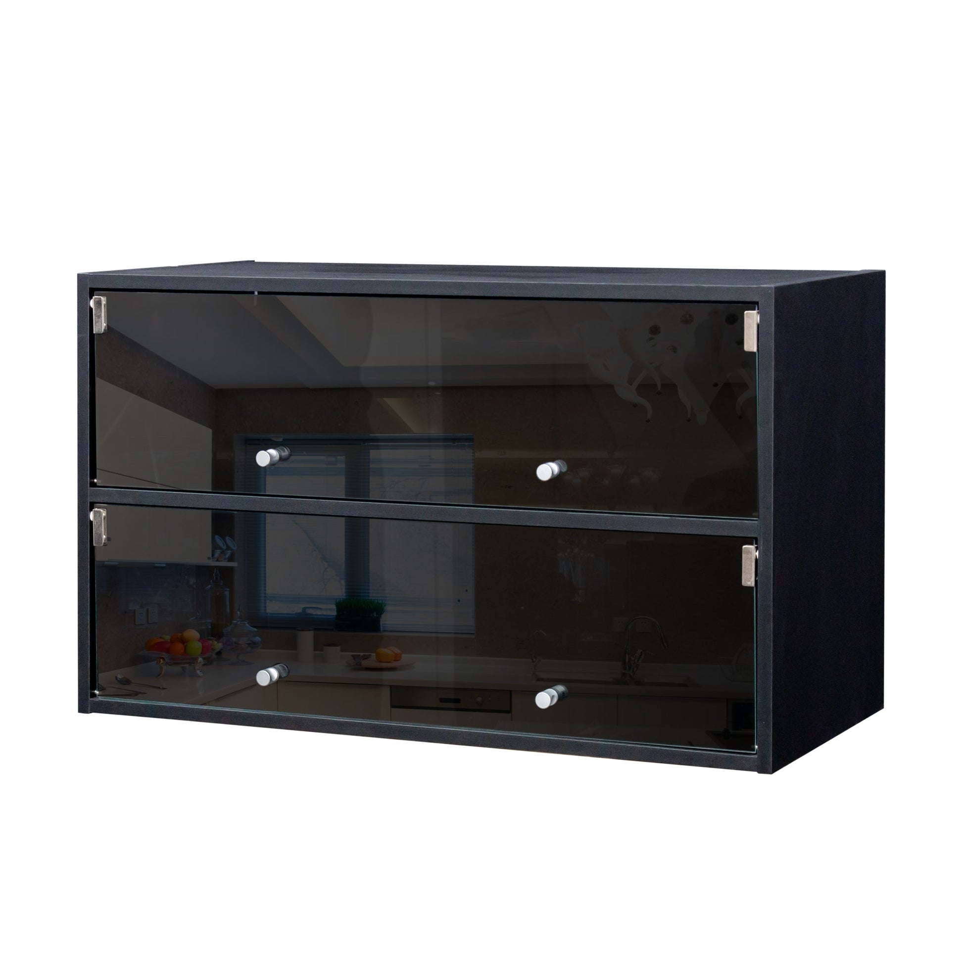 Black Glass Door Shoe Box Shoe Storage Cabinet With RGB Led Light - Korvel