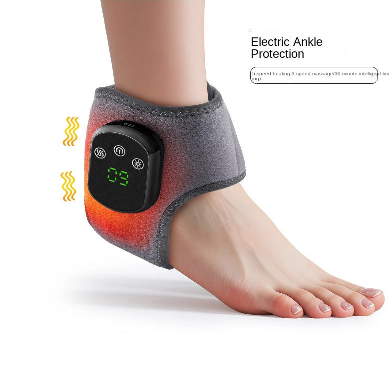 USB Heated Ankle Support with Hot Compress Massage Function Rechargeable Foot Ankle Joint Care and Foot Massager - Korvel