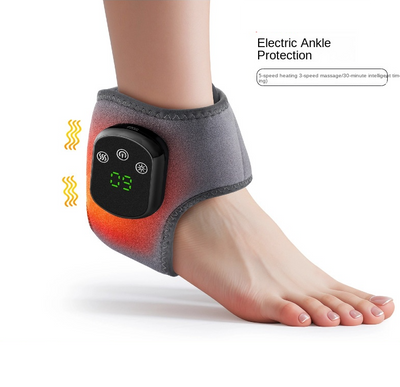 USB Heated Ankle Support with Hot Compress Massage Function Rechargeable Foot Ankle Joint Care and Foot Massager - Korvel