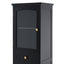 Tall Bathroom Storage Cabinet with Glass Doors, Free-Standing, Two Drawers, and Adjustable Shelves, MDF Board, Painted Black - Korvel