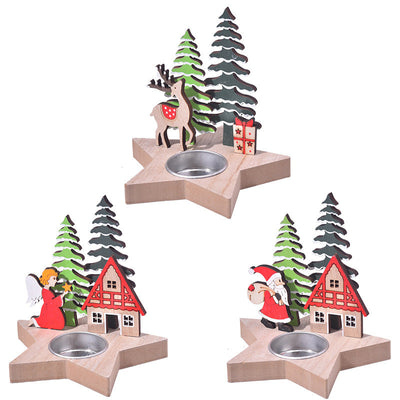 Elegant Wooden Candle Stand for Holiday Decor