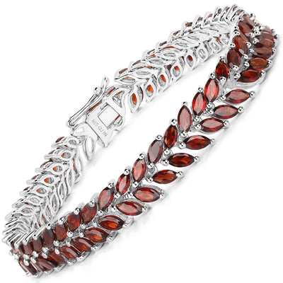 Bracelet en argent sterling .925 avec grenat véritable de 18,40 carats