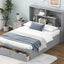 Full Size Platform Bed with Storage Headboard and 2 Drawers, Gray - Korvel
