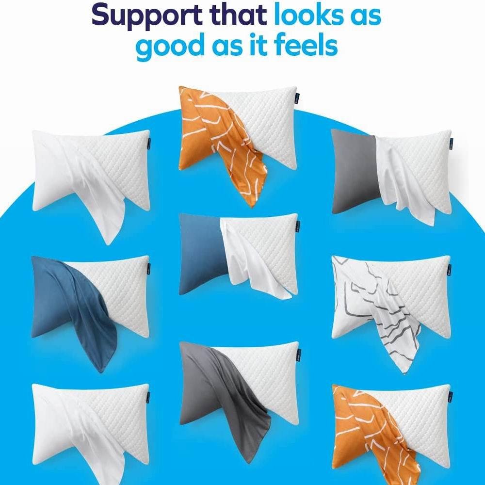 Shredded Memory Foam Bed Pillows for Sleeping, with Washable Removable Bamboo Cooling Sleep Pillow for Back and Side Sleeper - Korvel
