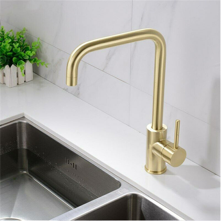 Robinet de cuisine en acier inoxydable doré brossé