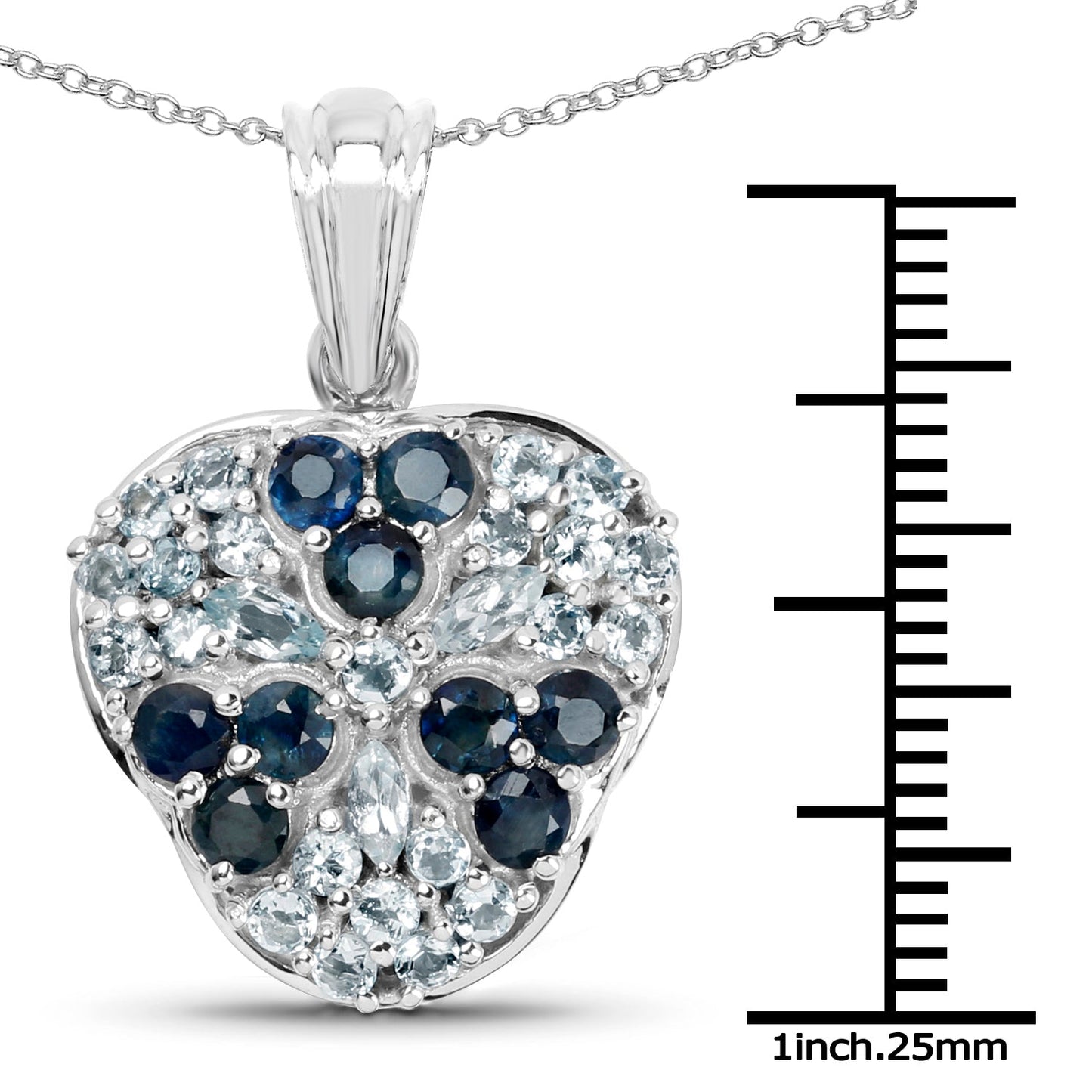 2.73 Carat Genuine Blue Sapphire and Aquamarine Pendant