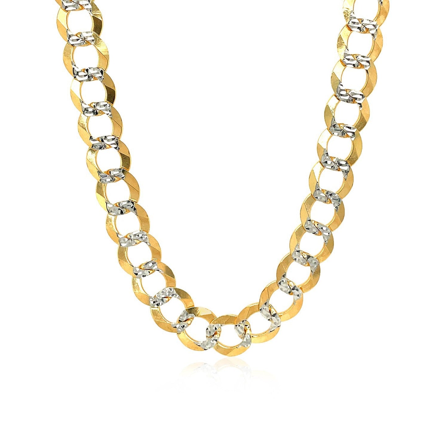 Cadena Curb Pavé de Oro Bicolor de 14k - 8.2 mm