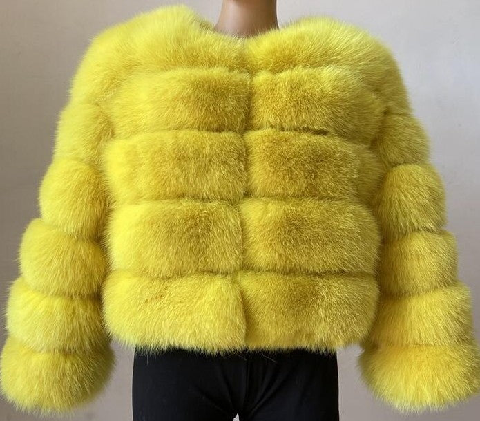 Elegant Faux Fur Patchwork Overcoat