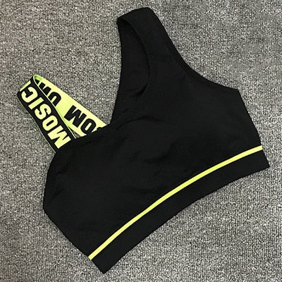 New Letter Cut Out Sports Bra Women Fitness Yoga Push up  Gym Padded Sports Top Athletic Sexy  Workout Running Clothing P165 - Korvel