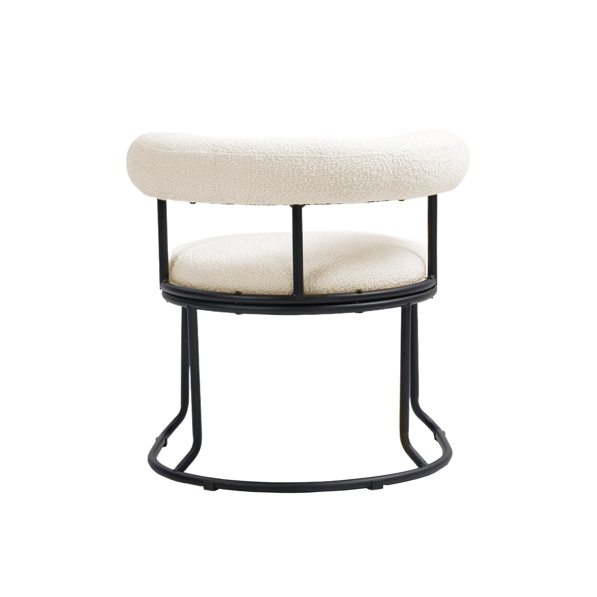 COOLCOOL Boucle dining chair set of two, medieval modern curved backrest chair, round cushion (beige Boucle) - Korvel