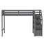 Twin over Full Loft Bed with Staircase Gray - Korvel