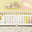 Queen Size Bed Floor Bed with Safety Guardrails and Door for Kids, White - Korvel