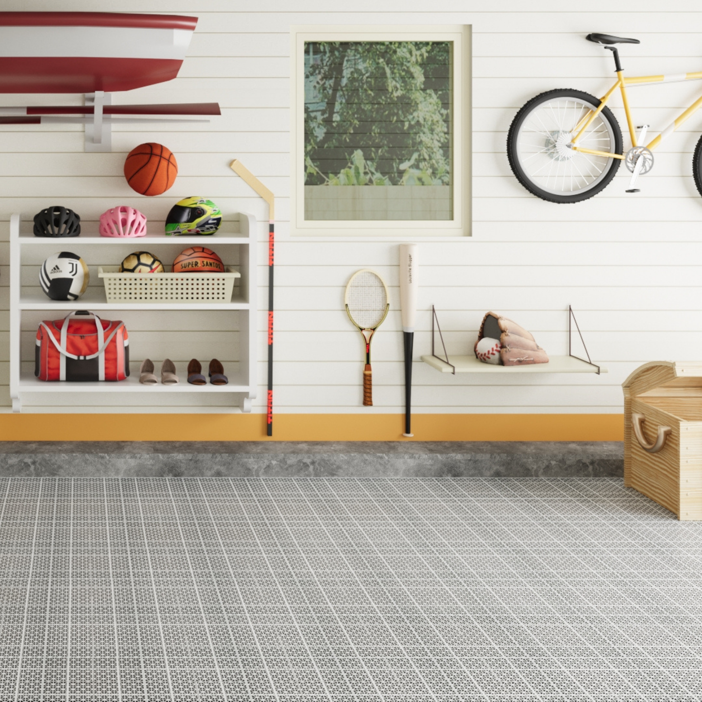12 x 12 inch gray interlocking deck tiles, plastic waterproof, weighing up to 6613 pounds, with a rose pattern pack of 12 - Korvel