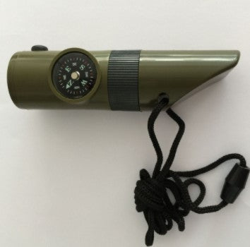 Silbato de supervivencia 7 en 1 para camping con brújula y luz