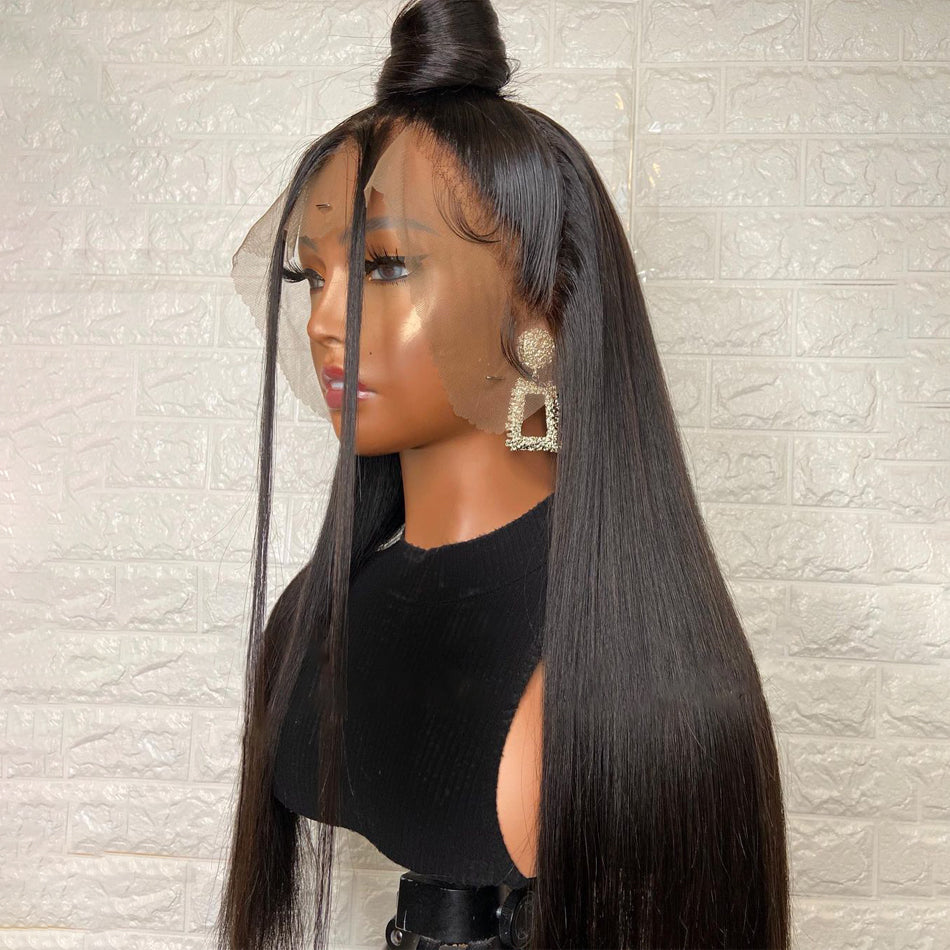 Natural Transition Wig Black Chemical Fiber Front Lace Long Straight Hair Matte High Temperature Silk Headgear - Korvel