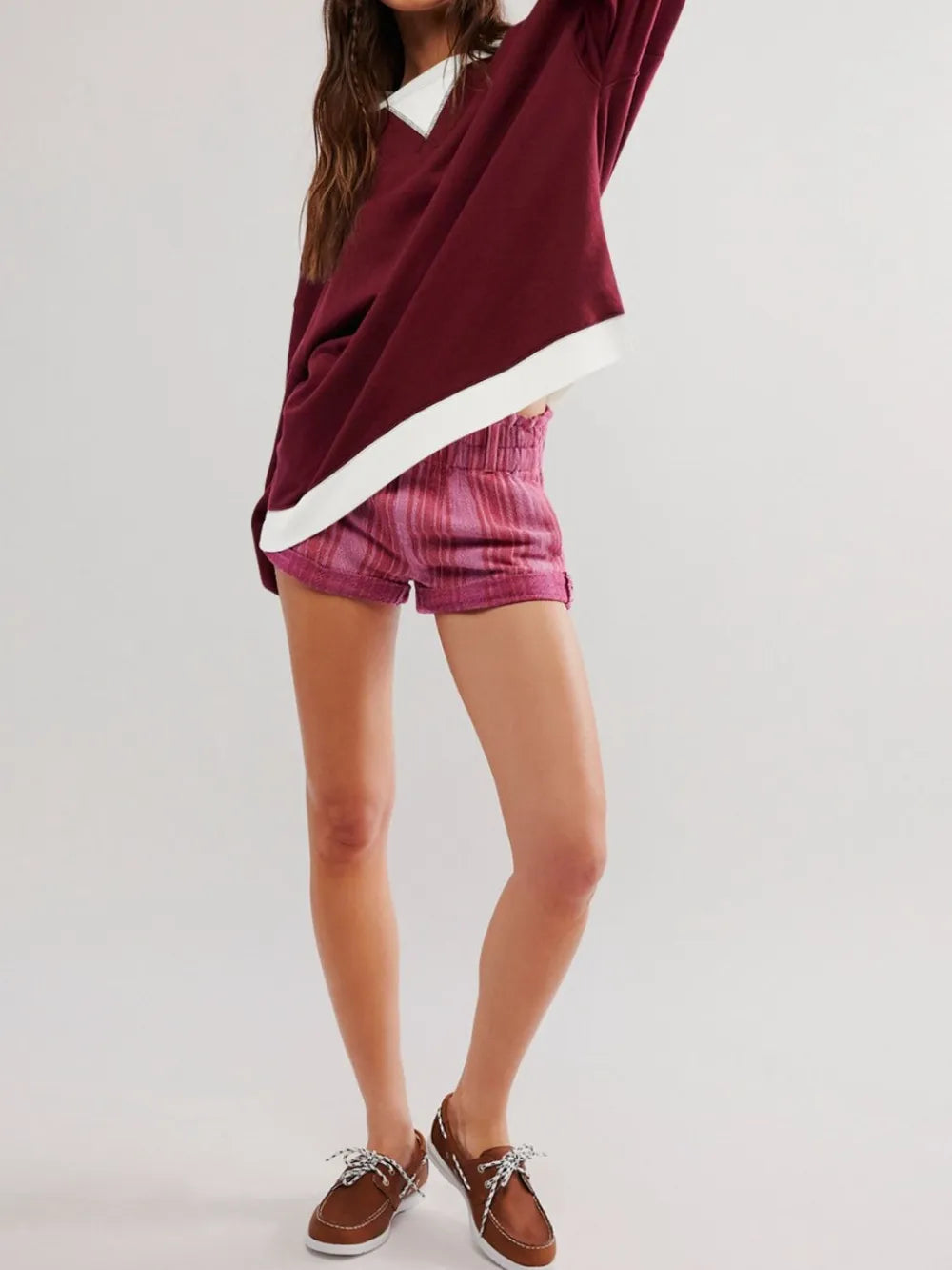 Contrast Dropped Shoulder Long Sleeve Sweatshirt - Korvel