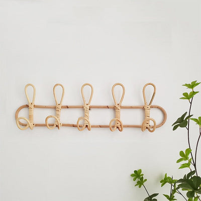 Vintage rattan woven coat hook simple wall hanging hook decorative coat hook entrance hanging clothes hook - Korvel