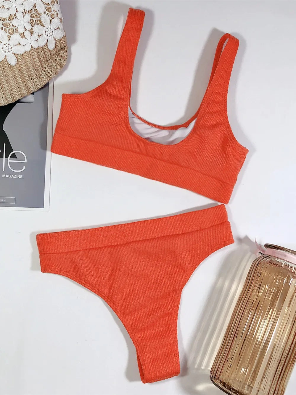 Scoop Neck Wide Strap Two-Piece Swim Set - Korvel