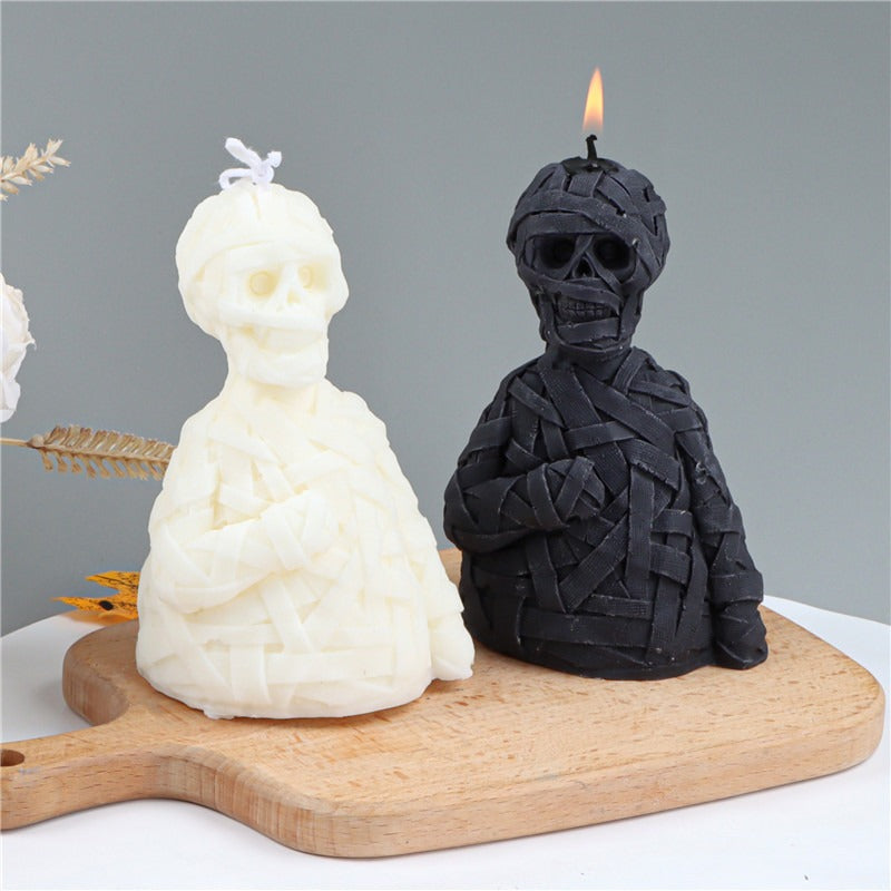 Gauze Zombie Skull Halloween Silicone Candle Mold Aromatherapy Plaster Holiday Atmosphere Decoration - Korvel