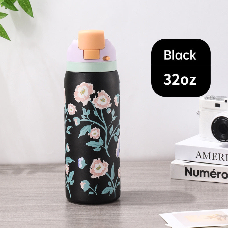 Fashionable Stainless Steel Insulated Bottle with Cartoon Patterns, Large-Capacity Jump Cup, Ideal for Outdoor Sports. - Korvel