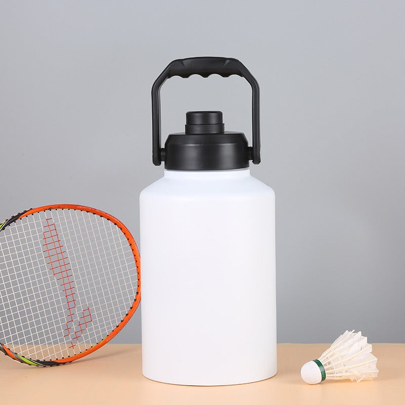 Double Wall Half Gallon Insulated Water Bottle Jug 64oz 128oz Stainless Steel Sports Water Flask with Handle - Korvel