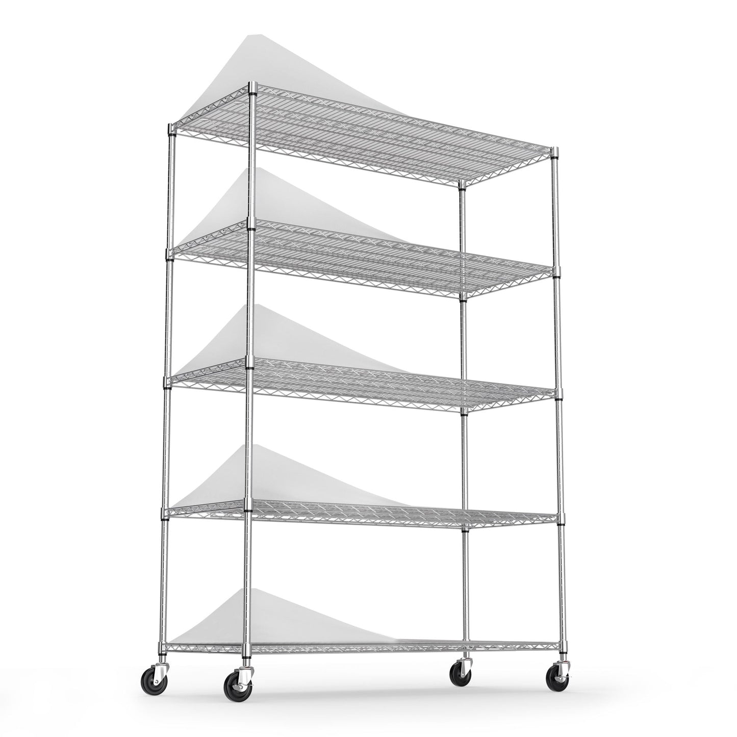 5 Tier 6000lbs Heavy Duty Adjustable Storage Rack Metal Shelf Wire Shelving Unit Chrome - Korvel