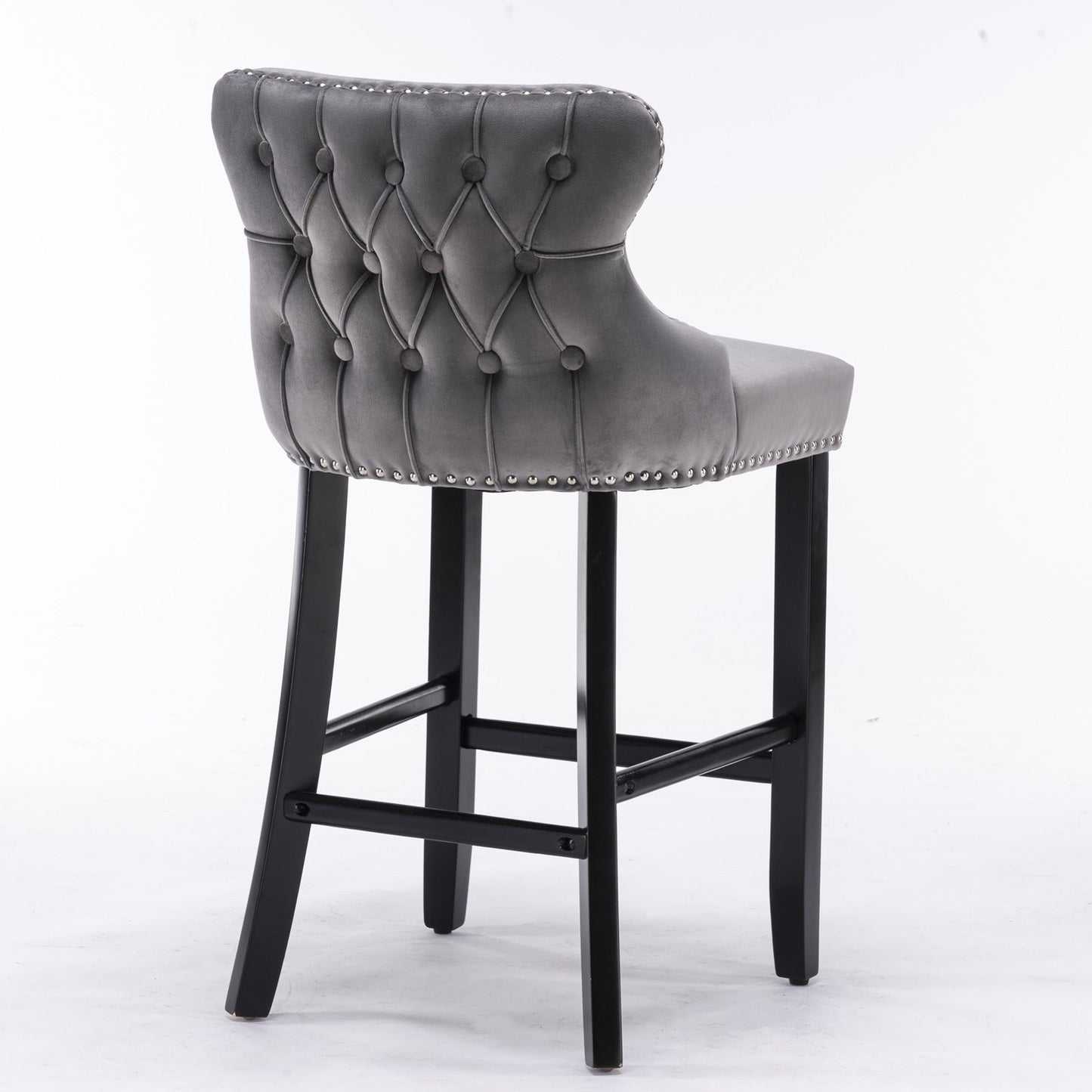 Conjunto de Taburetes de Barrotes de Terciopelo Contemporáneo - Gris