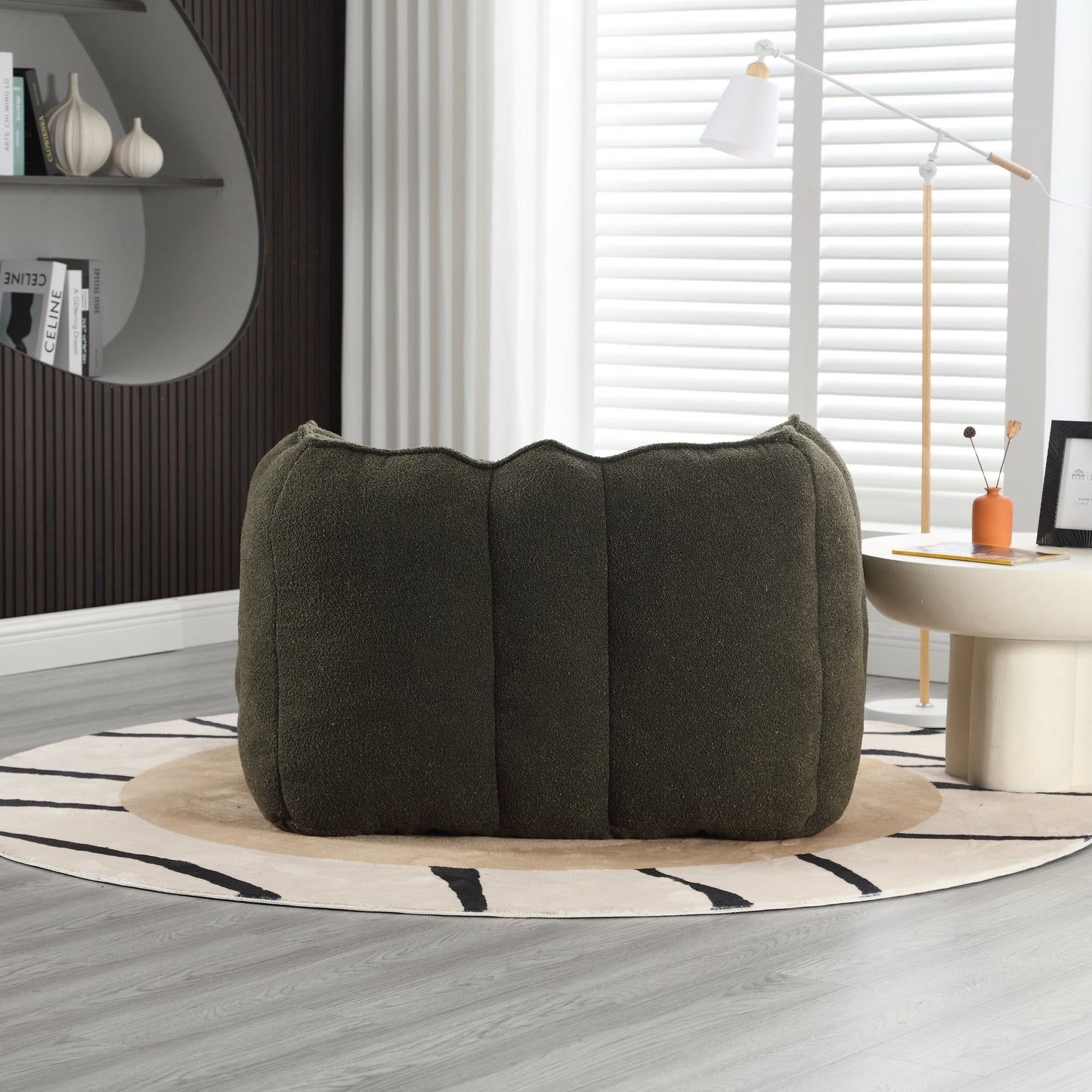 Soft Bean Bag Chair with High Resilient Foam(Chips)for living room and bedroom,Comfortable Square Lazy Sofa with Footstool - Korvel