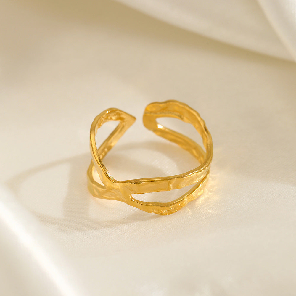 Anillo Elegante Ajustable de Apertura Cruzada