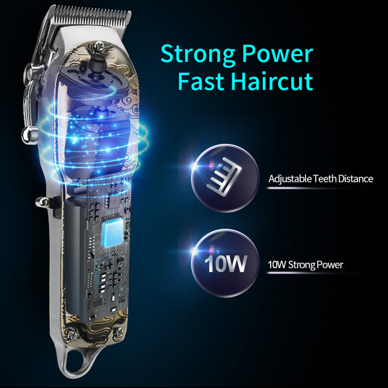 All Metal Hair Clipper Retro Oil Head Carving Scissors Machine Set USB Charging Electric Hair Clipper - Korvel