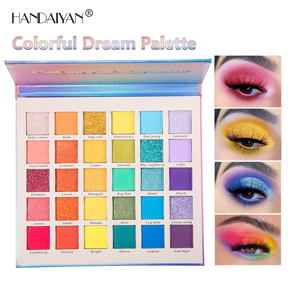 HANDAIYAN New 30 Color Pearlescent Matte Glitter Eyeshadow Palette Cross-border Makeup Fantasy Rainbow Palette - Korvel