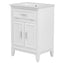 24" Bathroom Vanity with Sink, Bathroom Vanity Cabinet with One Flip Drawer and Doors, Solid Wood and MDF, White - Korvel