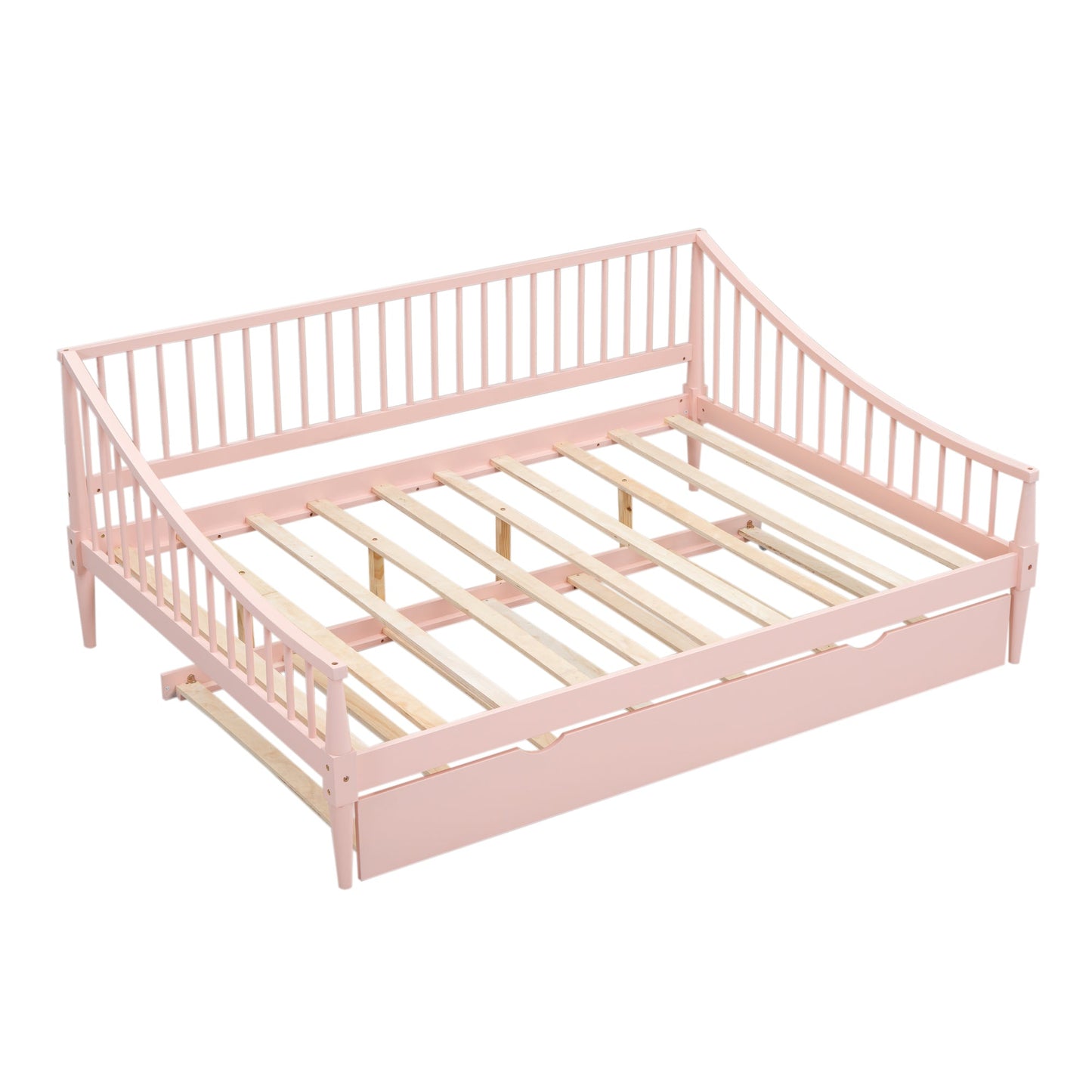 Full Size Pink Daybed with Trundle and Support Legs