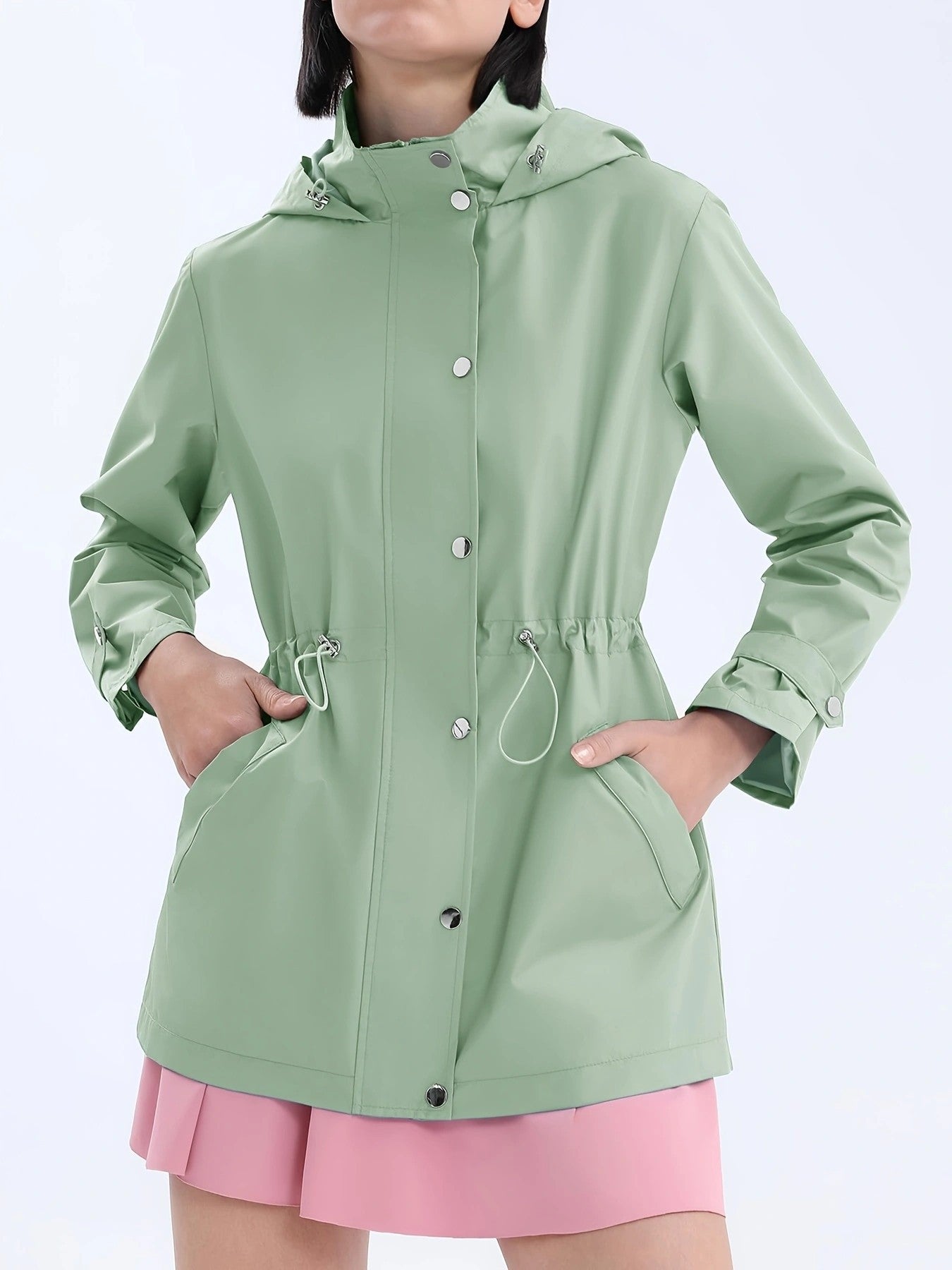 Women's Waterproof Slim Trench Coat - Windproof Shell Jacket
