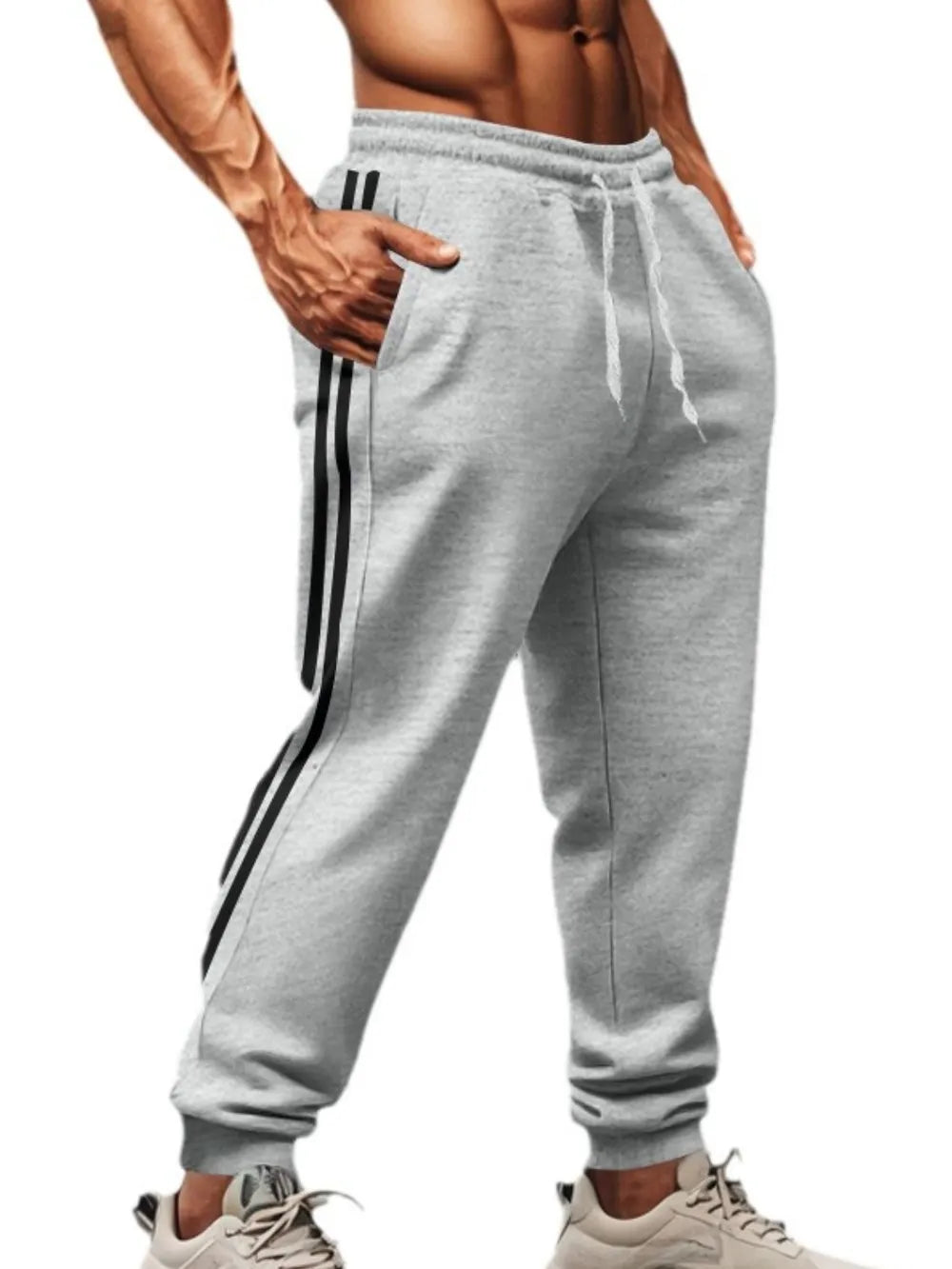 Pantalons de survêtement à cordon pour hommes grandes tailles avec poches
