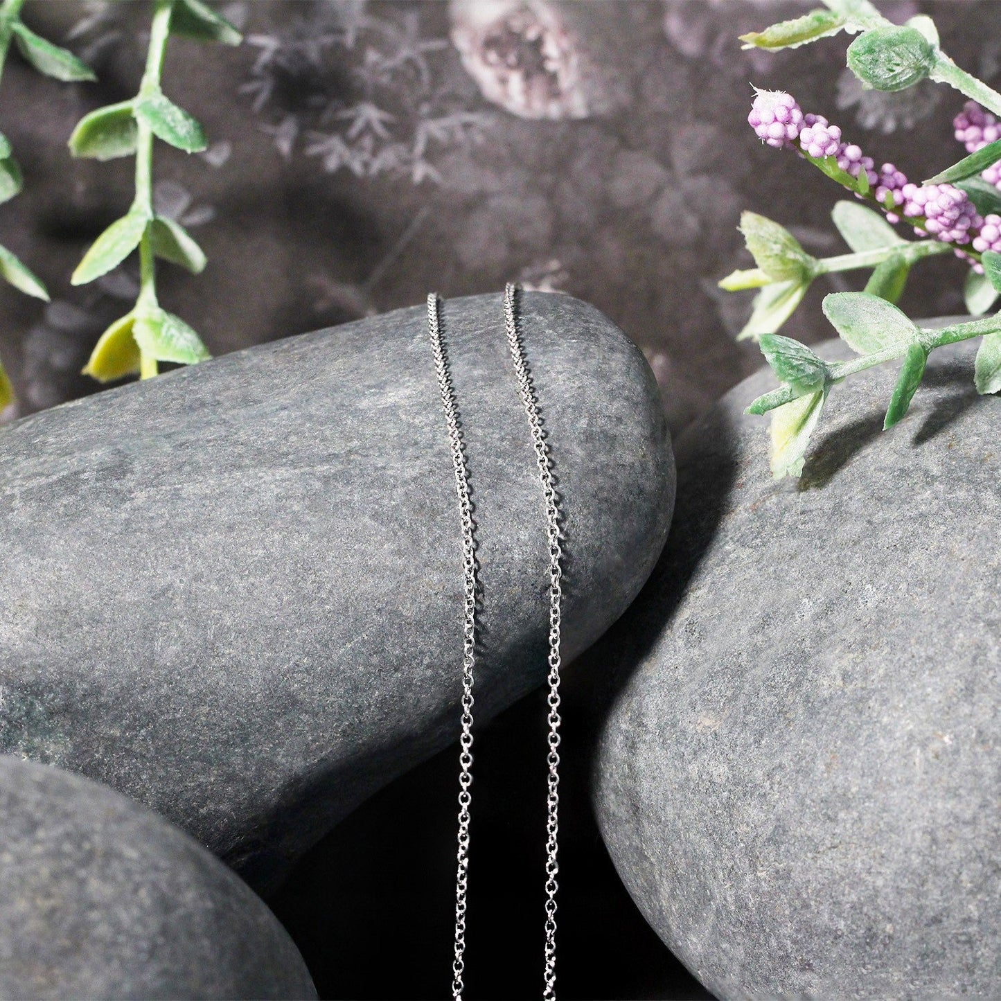 14k White Gold Round Cable Link Chain - 1.1mm