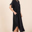 Robe Midi Boutonnée à Col V en Lavage Minéral