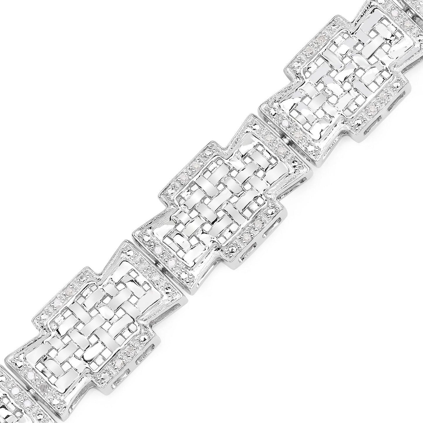 0.48 Carat Genuine White Diamond Sterling Silver Bracelet
