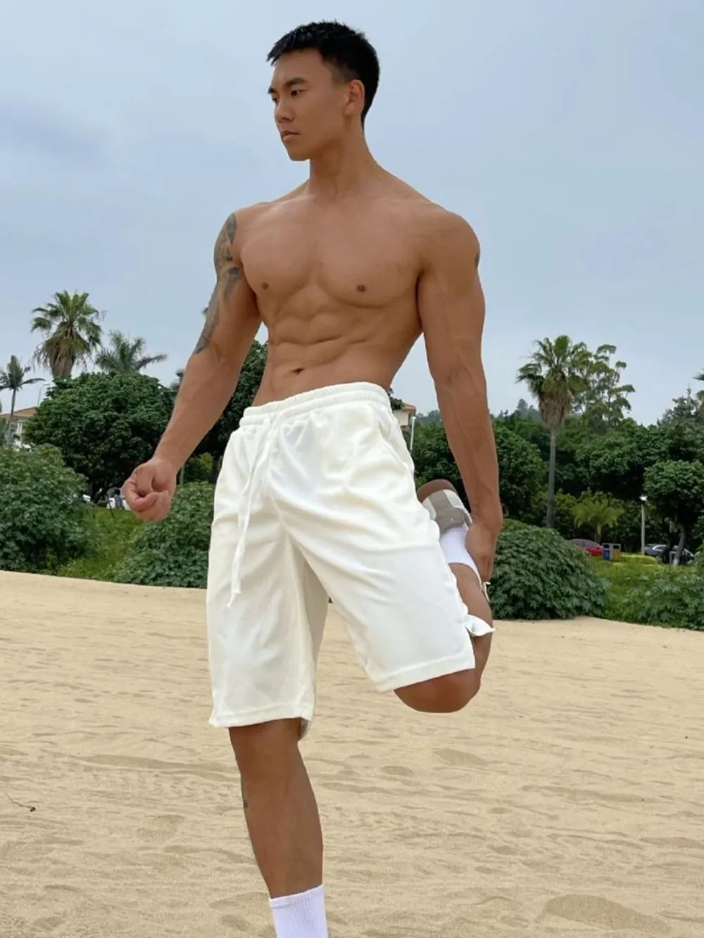 Shorts à cordon pour hommes grandes tailles avec poches