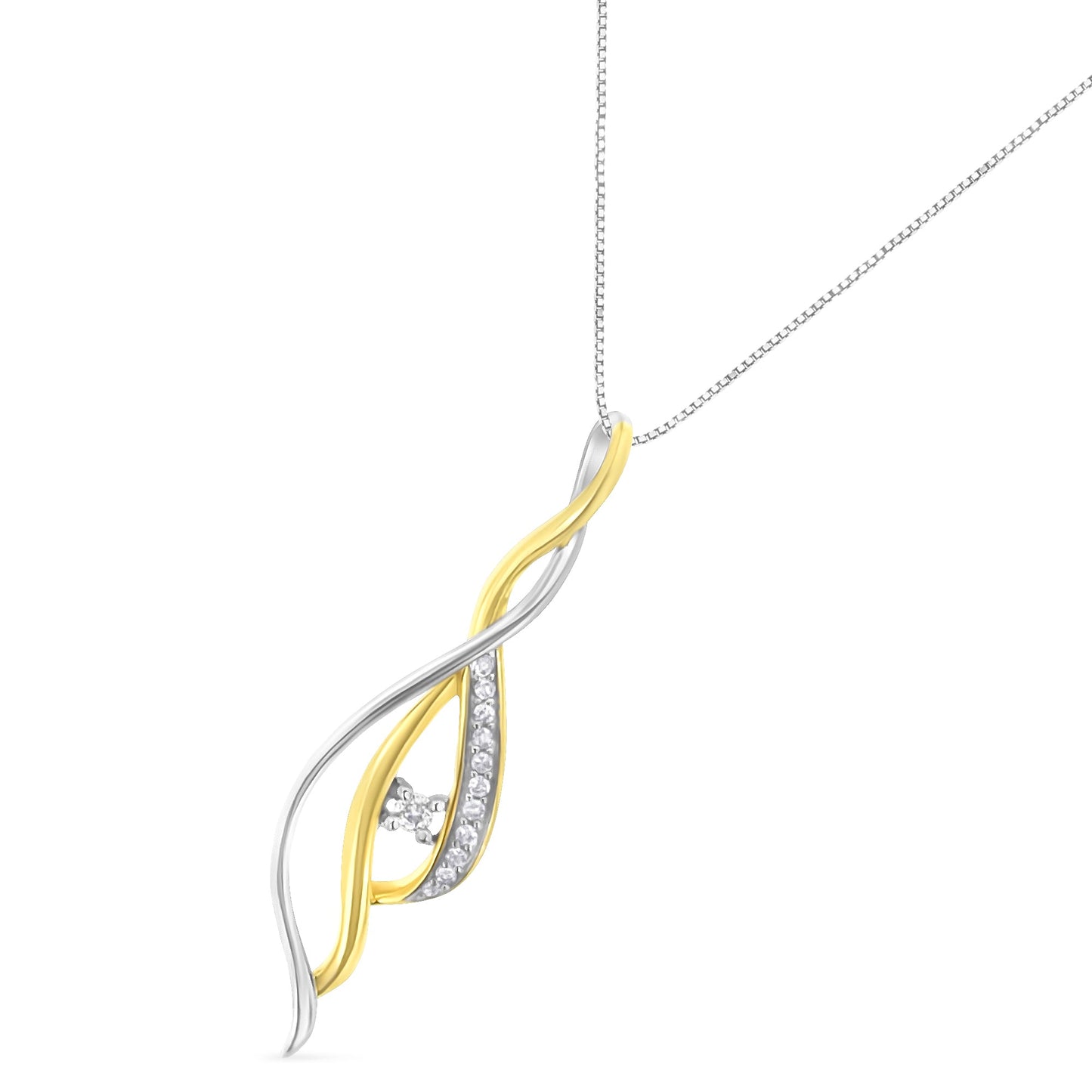 Collar de Colgante en Cascada de Diamantes de Oro de Dos Tonos Espira 10K