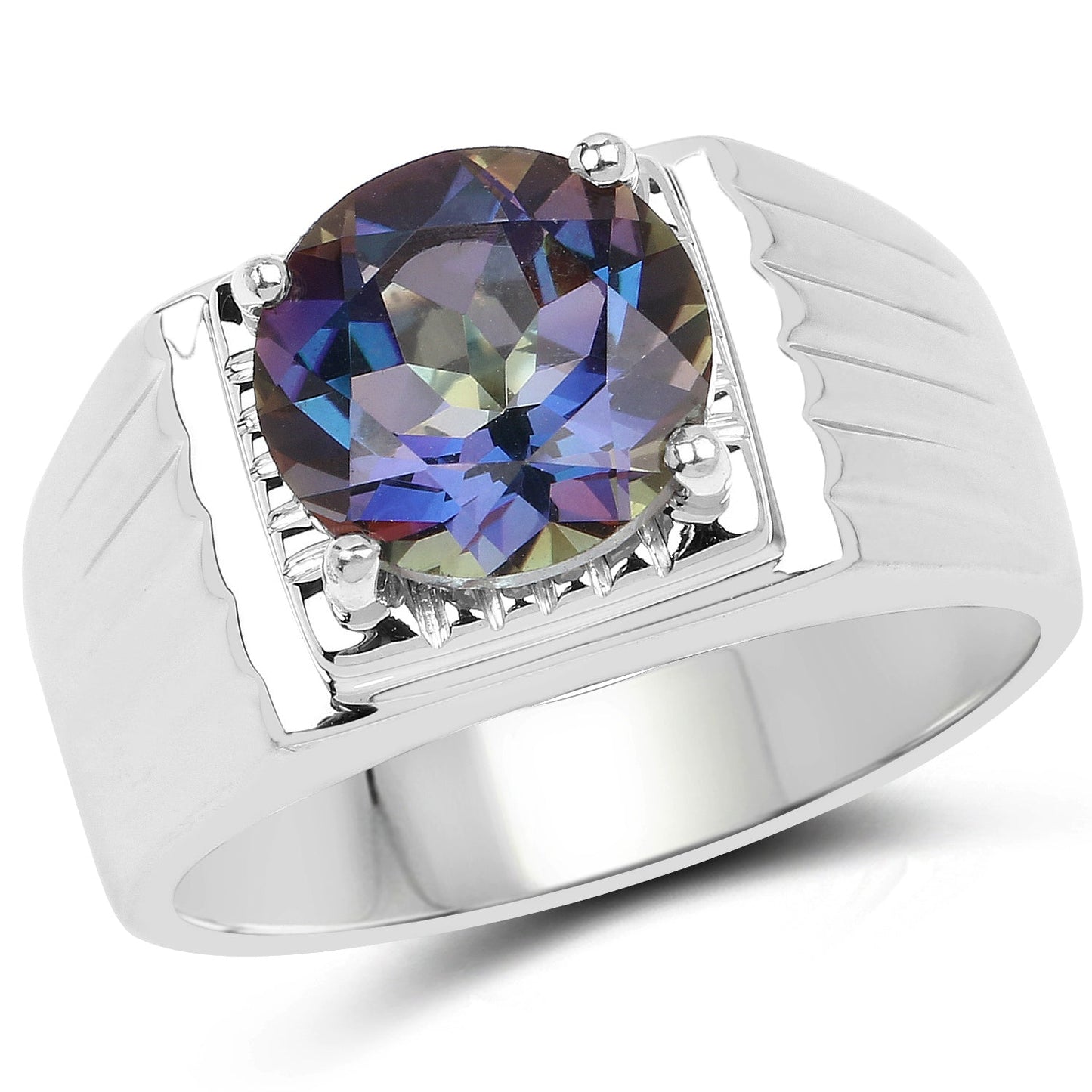 Bague de fiançailles en argent sterling avec topaze mystique de 4,75 carats
