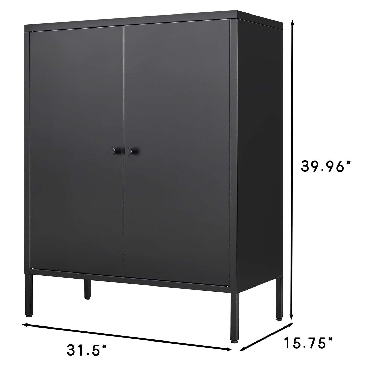 Elegant Black Kitchen Buffet Server Table with Doors