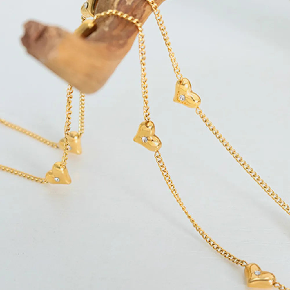 Titanium Steel Zircon Heart Necklace - Korvel