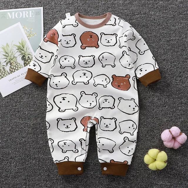 2024 Spring Autumn 0-2 Years Old Baby Romper Baby Jumpsuit Boys Girls Long-sleeved Trousers Newborn Romper Climbing Clothes - Korvel