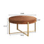 33.86"Modern Retro Splicing Round Coffee Table Fir Wood Table Top with Gold Cross Legs Base(Same SKU:W757126236) - Korvel