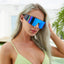 Trendy One Piece Large Frame Sunglasses for Outdoor Activities