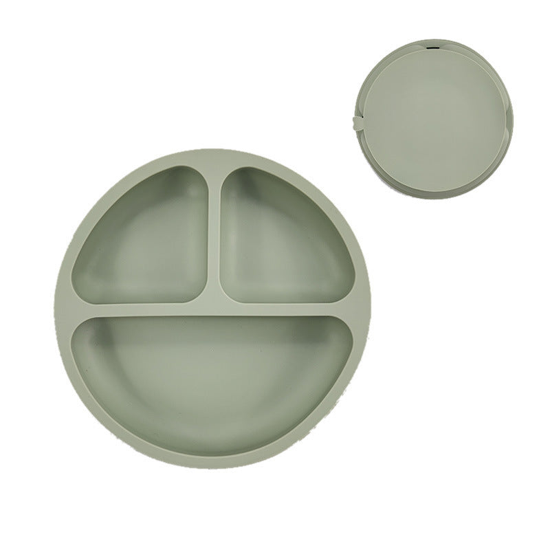 Children's Silicone Dinner Plate Infant Feeding Tableware Set Baby's Complementary Food Division Big Suction Cup Smiling Face Silicone Dinner Plate - Korvel