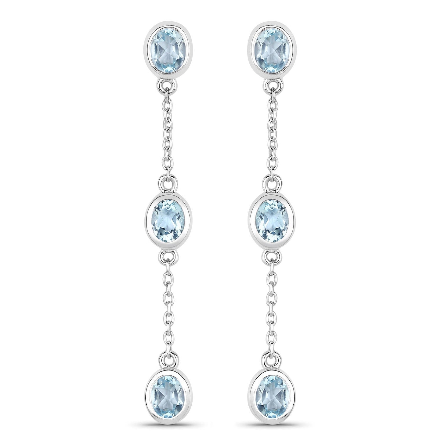 2.16 Carat Genuine Blue Topaz Sterling Silver Earrings