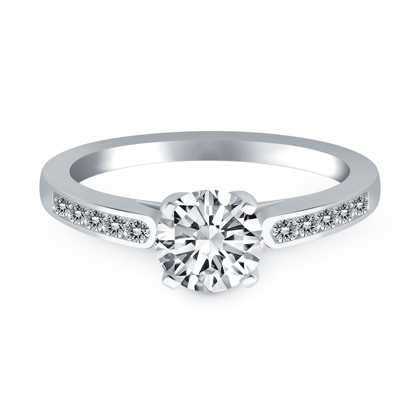 Anillo de Compromiso de Diamante en Canal de Oro Blanco de 14k