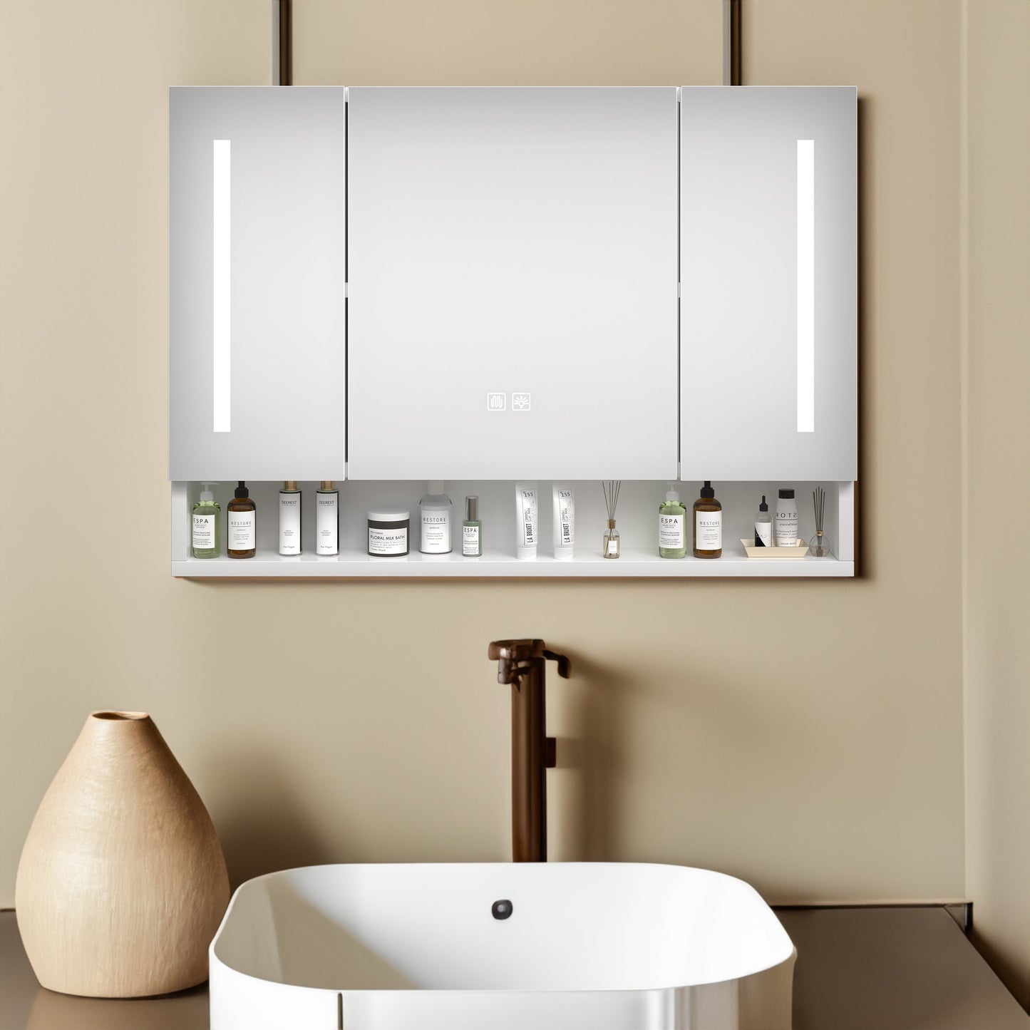 Modern 39x28 Inch Bathroom Medicine Cabinet with LED Lights